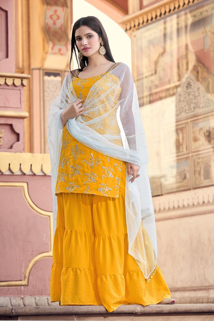 Pineapple Yellow Kurti With Pant Set for Women Online in India